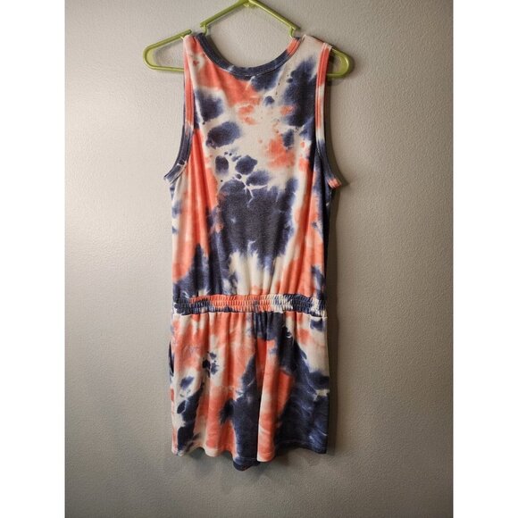 Roan and Ryan Large Womens Romper Boho Tie Dye Drawstring Waist - Picture 2 of 5